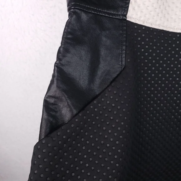 RACHEL Rachel Roy Textured A Line Skater Faux Leather Trim Scuba Dress - Picture 2 of 16